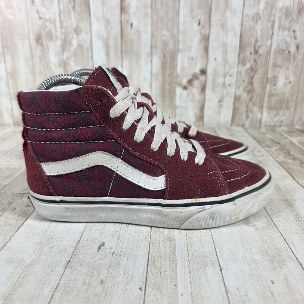 Vans Sk8 Hi Burgundy Floral Suede High Top Skate Shoes Women's‎ Size 5.5